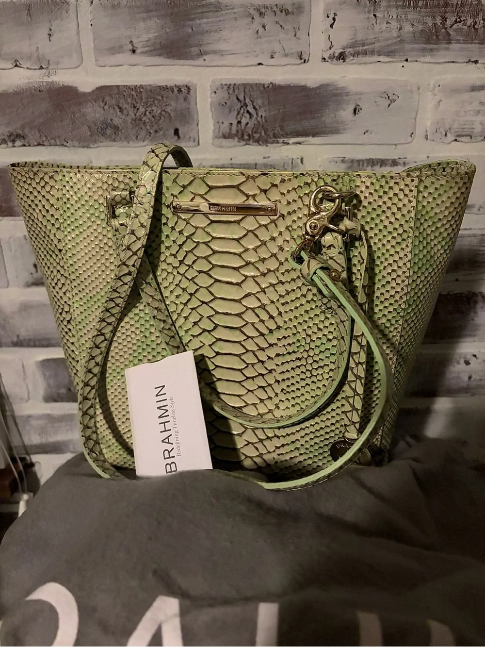 Brahmin Opal Sea Foam Green Crossbody Tote